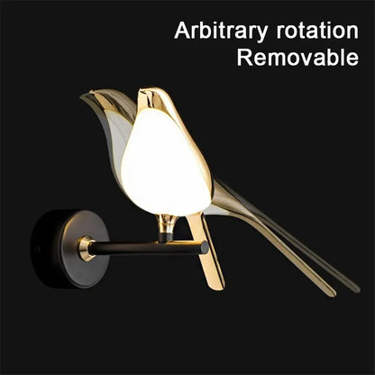 Nordic Golden Bird LED Wall Lights Parlor Bar Creative Wall Lamps Novelty Sconces Bedroom Bedside Lamp