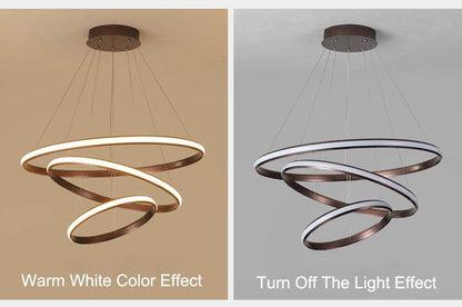 New Modern LED Pendant Lights Lliving Room Dining Black White Golden Coffee Rings Aluminum Body Ceiling Mounted Indoor Lamps De