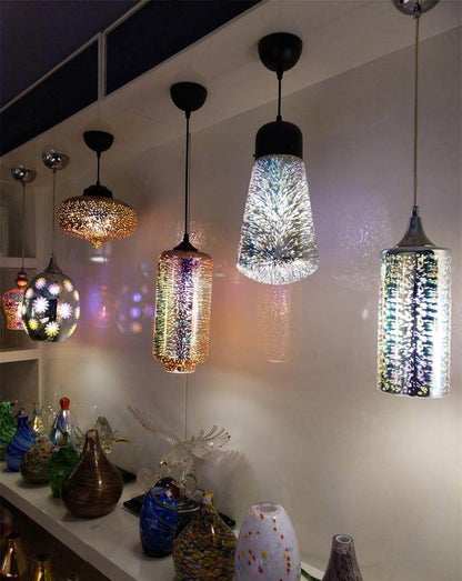 Modern 3D Colorful Nordic Starry Sky Hanging Glass Shade Pendant Lamp Lights E27 LED For Kitchen Restaurant Living Room