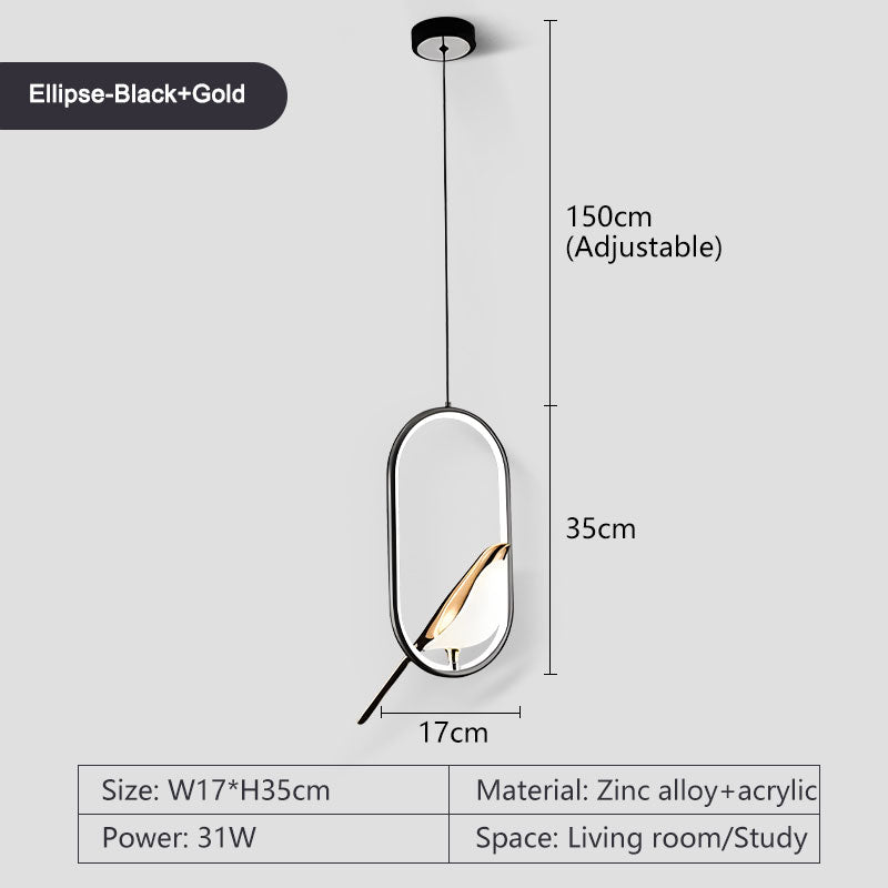 Magpie Bird LED Cord Pendant Lamps for Bedside Bedroom Indoor Chandelier Hanging Lamps Decor for Living Room Restaurant Lighting