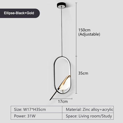 Magpie Bird LED Cord Pendant Lamps for Bedside Bedroom Indoor Chandelier Hanging Lamps Decor for Living Room Restaurant Lighting
