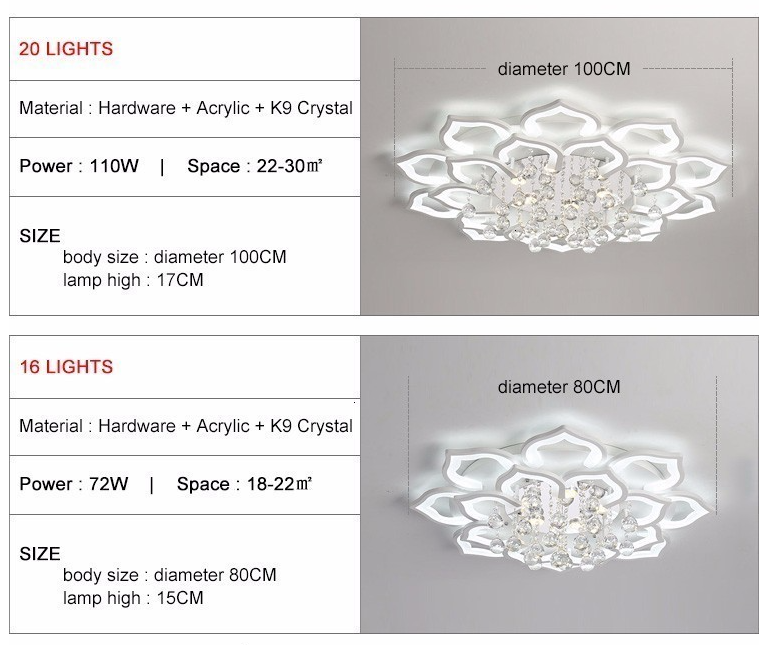 Modern LED Ceiling Lights Fixtures For Living Room White K9 Crystal Home Bedroom Lamp With Remote Control Dimmable Plafon Lustre