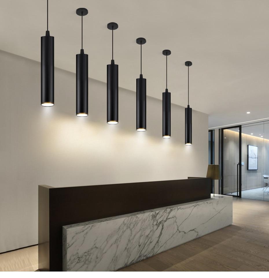 Dimmable led Pendant Lamp Long Tube lamp Kitchen Island Dining Room Shop Bar Decoration Cylinder Pipe Pendant Light Kitchen Lamp