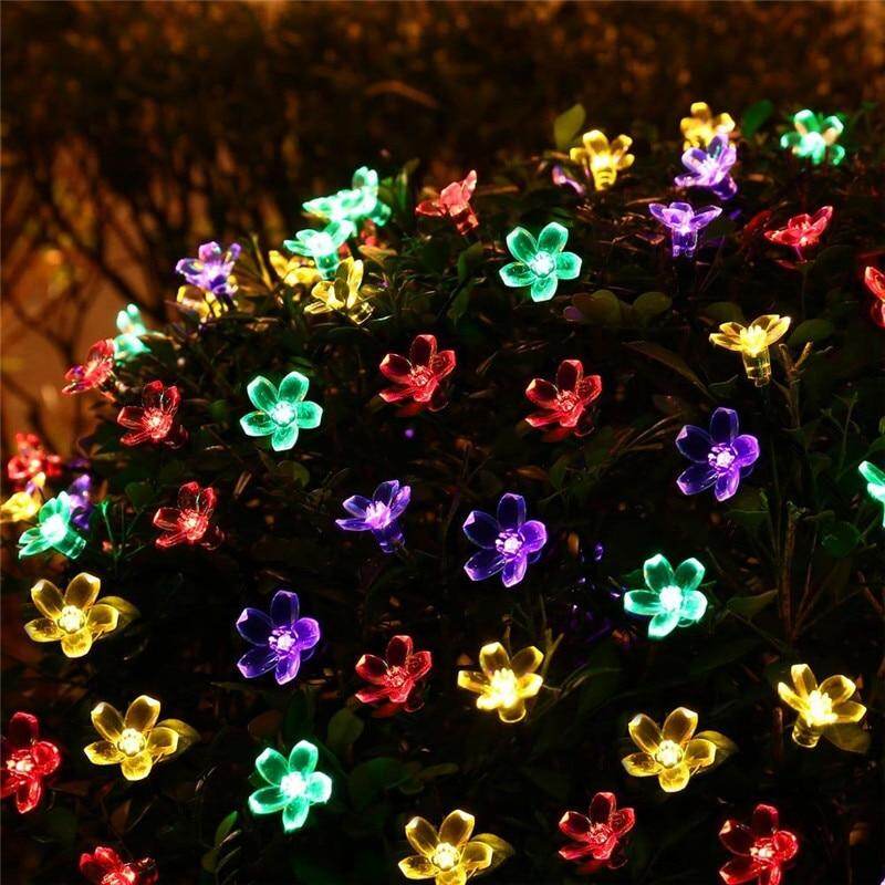 5m 7m 12m 22m Peach Flower Solar Lamp Power LED String Fairy Lights  Solar Garlands Garden Christmas Decor For Outdoor