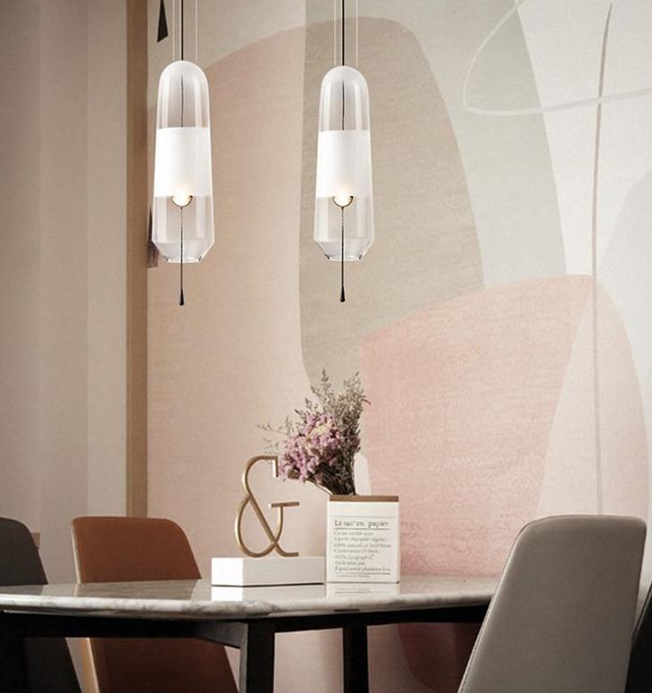 Nordic Creative Bedroom Bedside Lamp Glass Small Single Head Chandelier