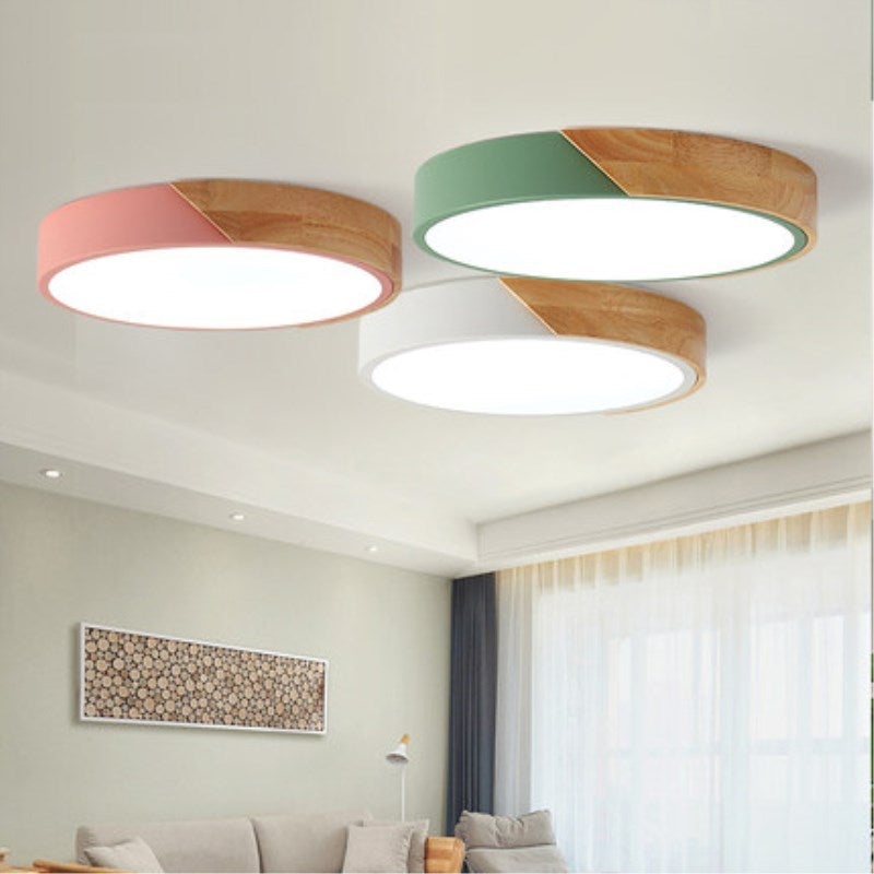 LED Ceiling Lights Ultra Thin Modern Ceiling Lamp Nordic Dimmable Wood Livingroom Bedroom Round Light Fixture Surface Mounted