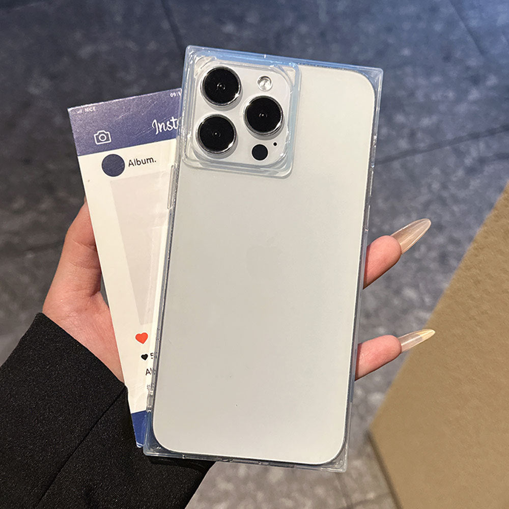 Luxury Ice Cube Square Soft Siicone Clear Case for iPhone 16 15 14 Pus 13 12 11 Pro Max Shockproof Crystal Rubber Phone Cover