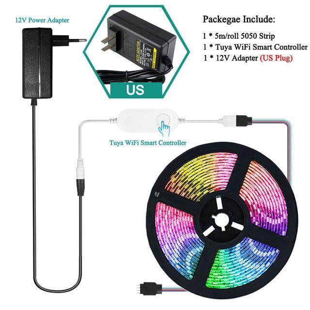 Smart WIFI LED Strip Light Work with Alexa Google Assistant Voice Control RGB LED Lights Strip 5050 60LEDs/m Color Changing