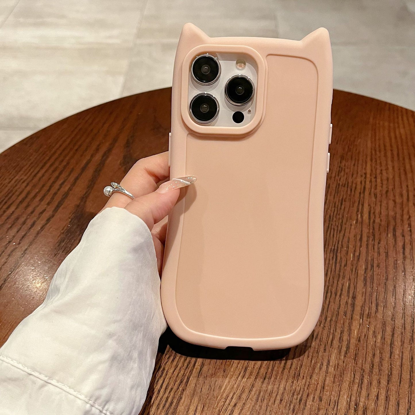 Cute Cartoon 3D Cat Ear Phone Case For iPhone 16 Plus 15 14 13 12 11 Pro Max Animal Design Matte Soft Silicone Protection Cover