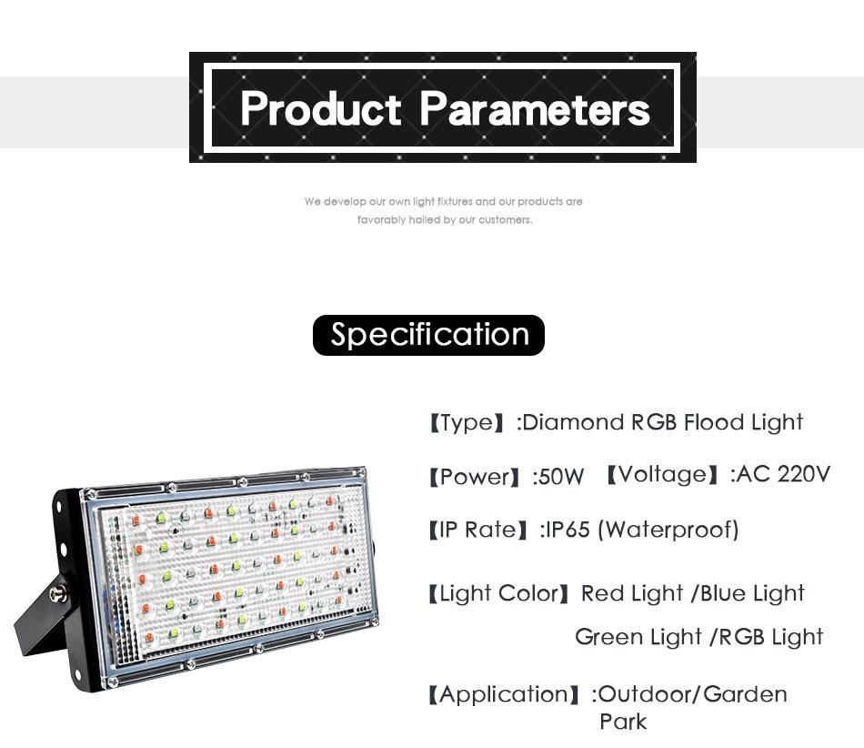 Led Floodlight 50W Waterproof IP65 Outdoor LED Reflector Light Garden Lamp AC Spotlight Street Lighting