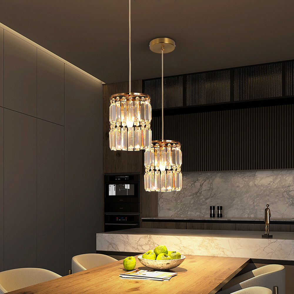 Nordic LED Gold Pendant Hanging Light Crystal Ceiling Lamps Modern Chandelier Lustre Dining Table Kitchen Island Decor Fixtures