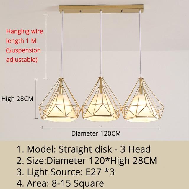 Gold Color Pendant Lights Triangle Shape Nordic Style 1head/3heads  Hanging Lamp Simple Metal Lights Fixtures Deco Abajur
