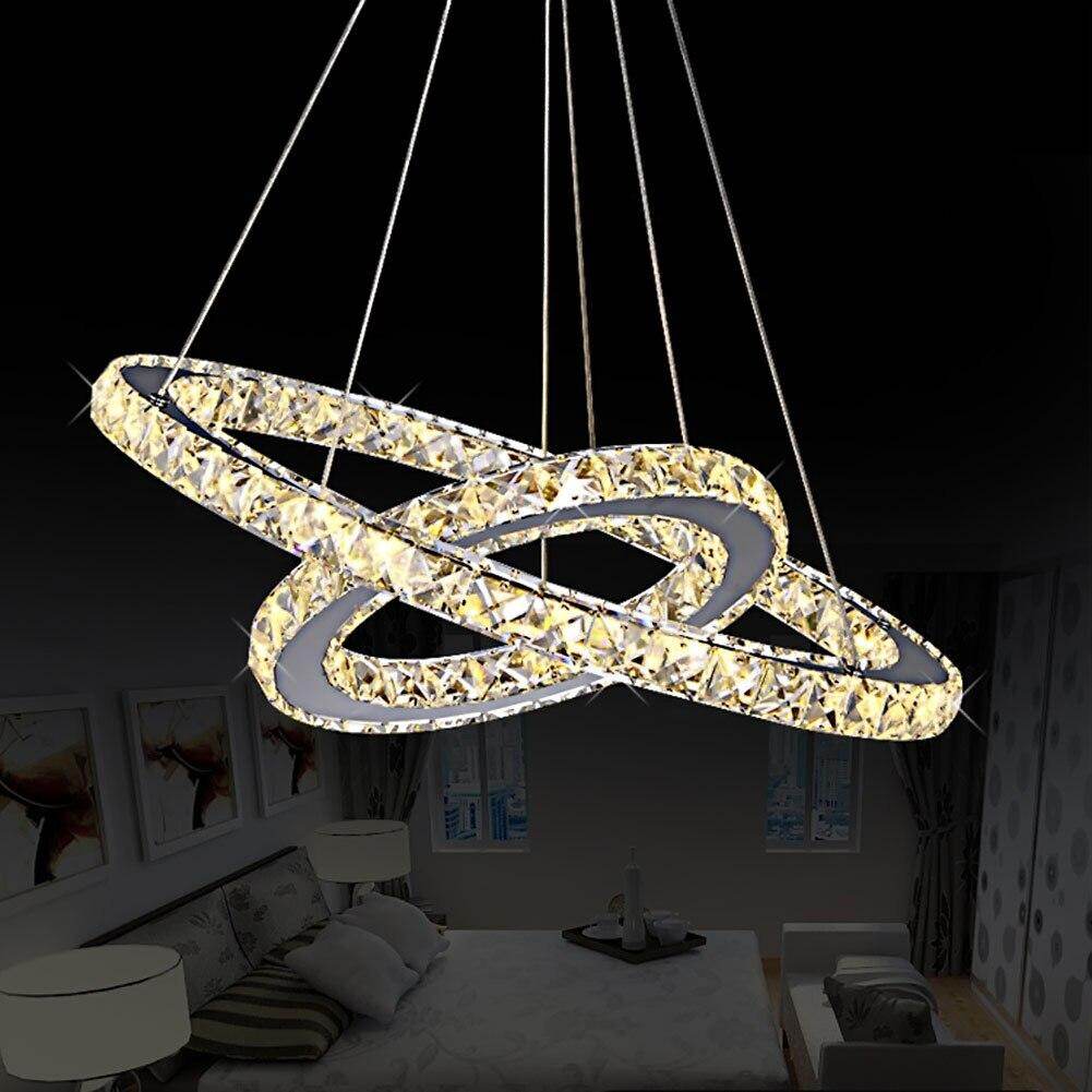 Crystal Modern led ceiling light warm white Bedroom living room lights Circle Rings Cristals avize Indoor Modern Ceiling Lamp