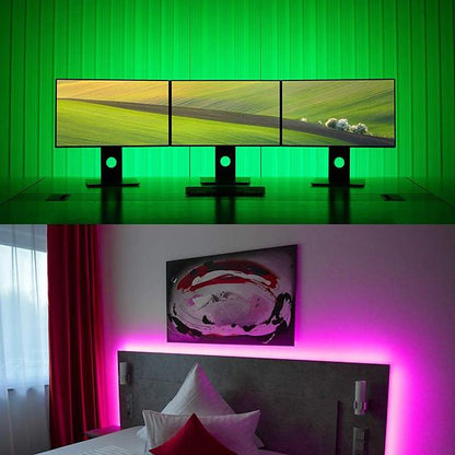 65FT LED Light Strips Waterproof Flexible with IR 44 Key Double Outlet Controller Extended Flexible Strip Lights for Bedroom Party Home Decration 360LEDs 5050SMD 10mm RGB 2x32.8FT