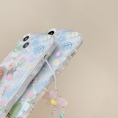 Cute Bracelet Flowers Pink TPU Armor Case for Iphone16 14 15 13 12 11 Pro Max X XR Lens All-inclusive Shockproof Protection