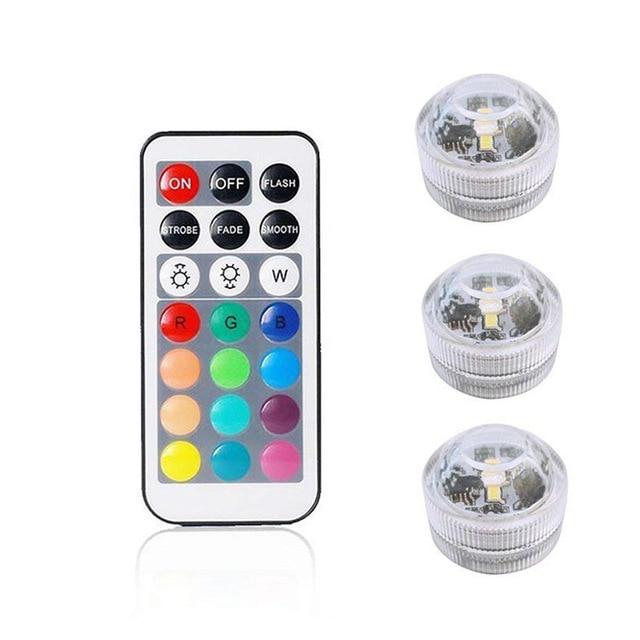 Remote Controlled RGB Submersible Light Battery Operated Underwater Night Lamp Vase Bowl Outdoor Garden Wedding Party Decoration