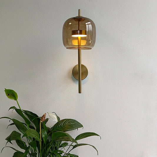 Brown Glass Wall Lamps Home Decor Study Bedroom Living Room Led Light Warm Bedside Sconce Lamp Lighting