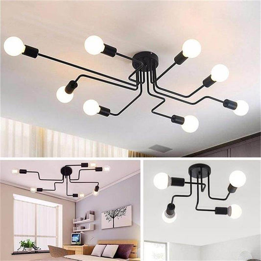 Vintage Ceiling Lights For Home Lighting Luminaire Multiple Rod Wrought Iron Ceiling Lamp E27 Bulb Living Room