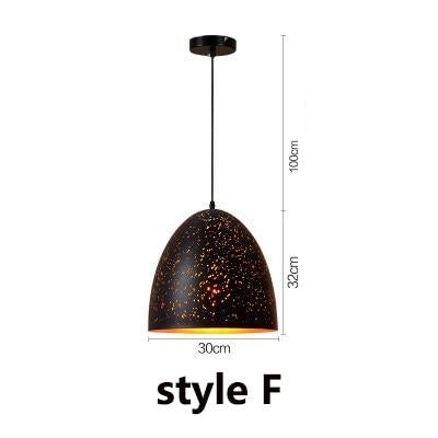 Vintage Pendant Light Iron Loft Nordic Porous Etching Lampshade