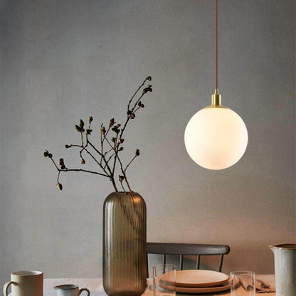 Nordic Loft Brass Single-head Glass Ball Pendant Lamps E27 LED Hanging Light For Kitchen Living Room Bedside Bathroom Hotel Room