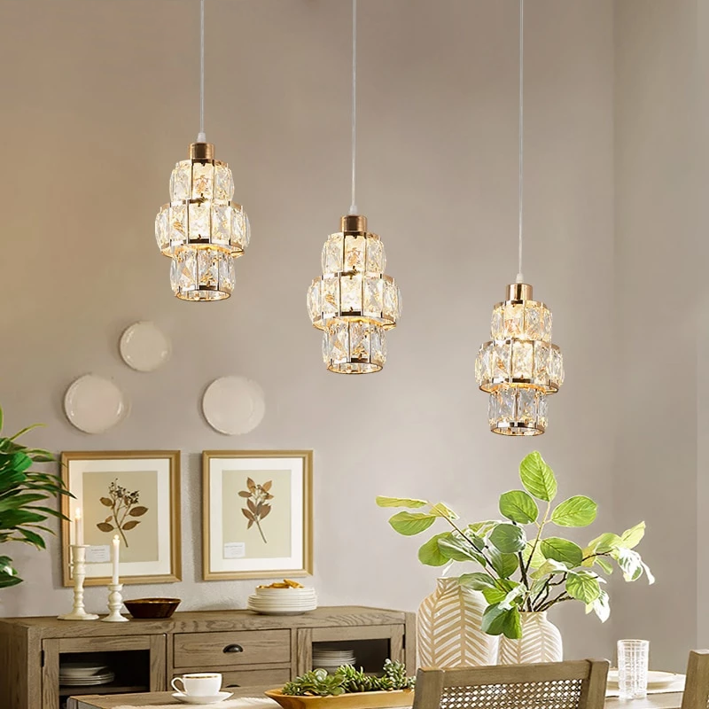 Nordic LED Pendant Lights Crystal Gold Hanging Lamp For Dining Table Bar Kitchen Living Room lampada industrial Modern Light