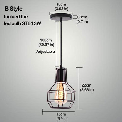Nordic Pendant Lights Iron Minimalist Loft Cage Pyramid Pendant Lamp Modern Industrial Metal Hanging Lamp Parlor E26 E27 LED NEW