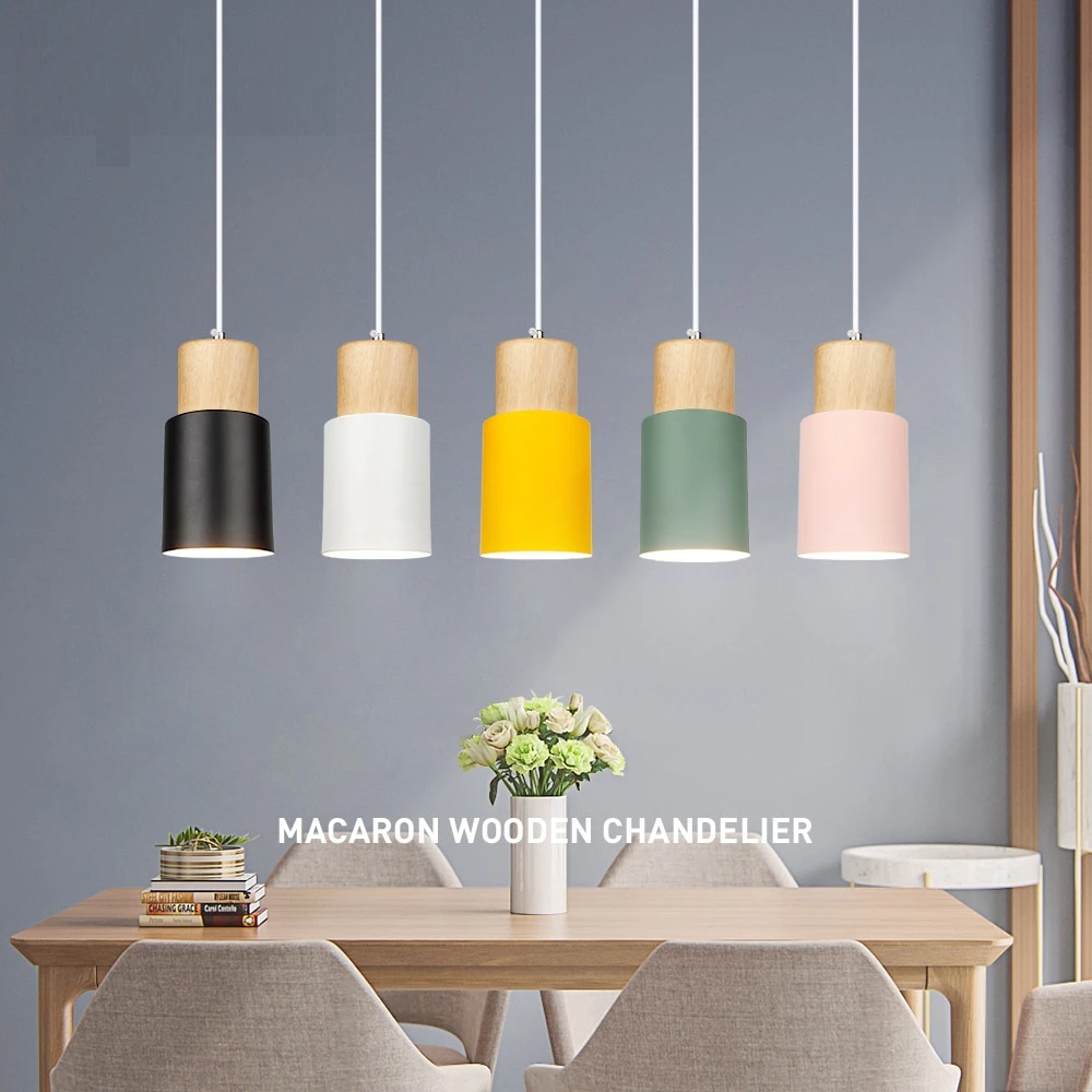 Modern Pendant Lights Nordic Wood Light Loft Pendant Lamps E27 for Dinning Room Home Decoration Restaurant Lamp Hotel