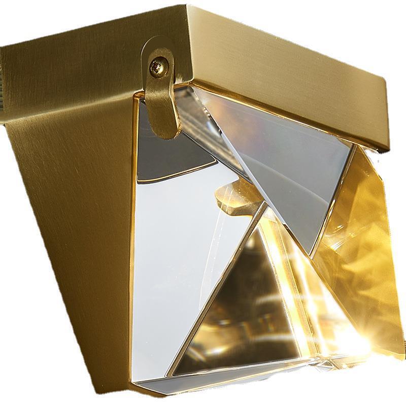 Nordic Copper Post-modern Light Exquisite Crystal Bedroom Headwall Lamp Creative Corridor Staircase Copper Wall Lamp