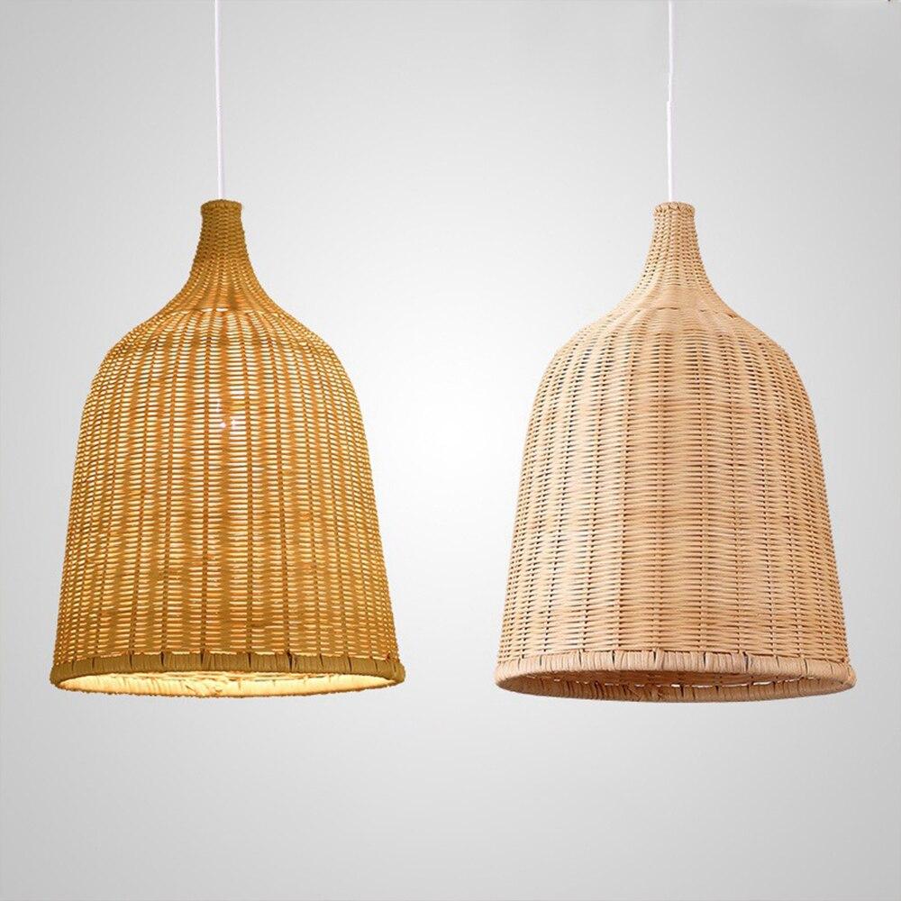 Hand Woven Rattan Pendant Light Japan Style Hanging Lamp E27 For Restaurant Bedroom Rustic Art Industrial Lamps Creative LED
