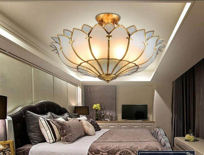 Led E27 European Copper Glass Half Hanging LED Lamp.LED Light.Pendant Lights.LED Pendant Light.Pendant Lamp For Foyer Bedroom