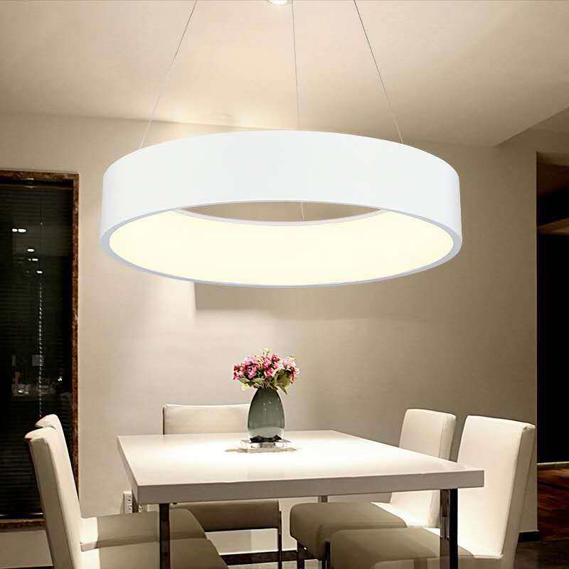 Gray Circle LED Pendant Lights Modern For Dining Room Restaurant Decoration Hanging Lamp Living Bedroom Fixtures Luminaria