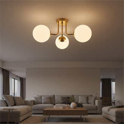 Nordic Magic Bean Bedroom Living Room Ceiling Light Modern PVC White Ball Glass Embedded Corridor Iron Art Light