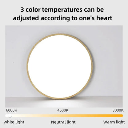 Modern LED Ceiling Light Circular Ultrathin Wood Grain Walnut Decorative Light Indoor Bedroom Living Room Dining Room Home Light