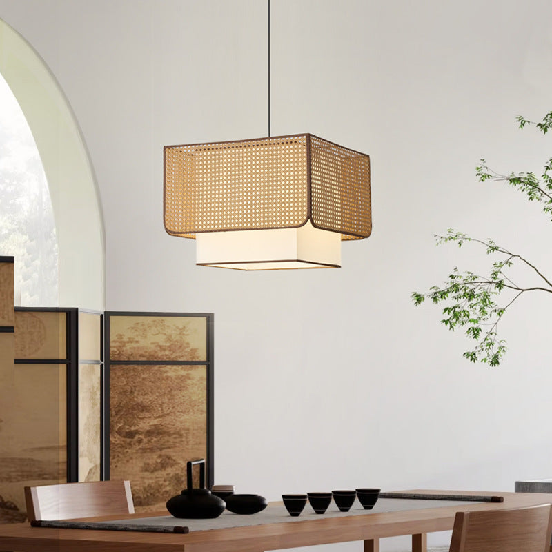 Wabi Sabi Rattan Pendant Lights Handmade Bamboo Ceiling Chandelier Living Room Dining t Kitchen Island Light