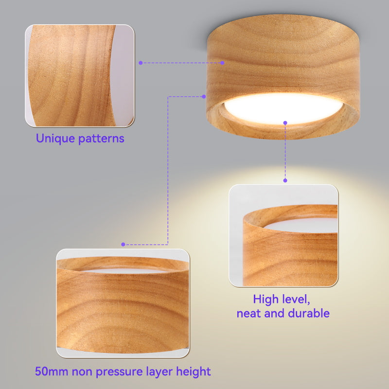 Downlight Wooden Ceiling Lamp 220V Indoor Decor Lamps Room Lighting Living Room Corridor LED Down Lights