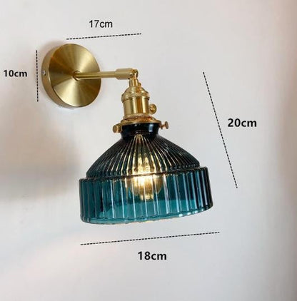 Nordic Literature And Art Fresh Bedroom Glass Brass Copper Wall Lamp