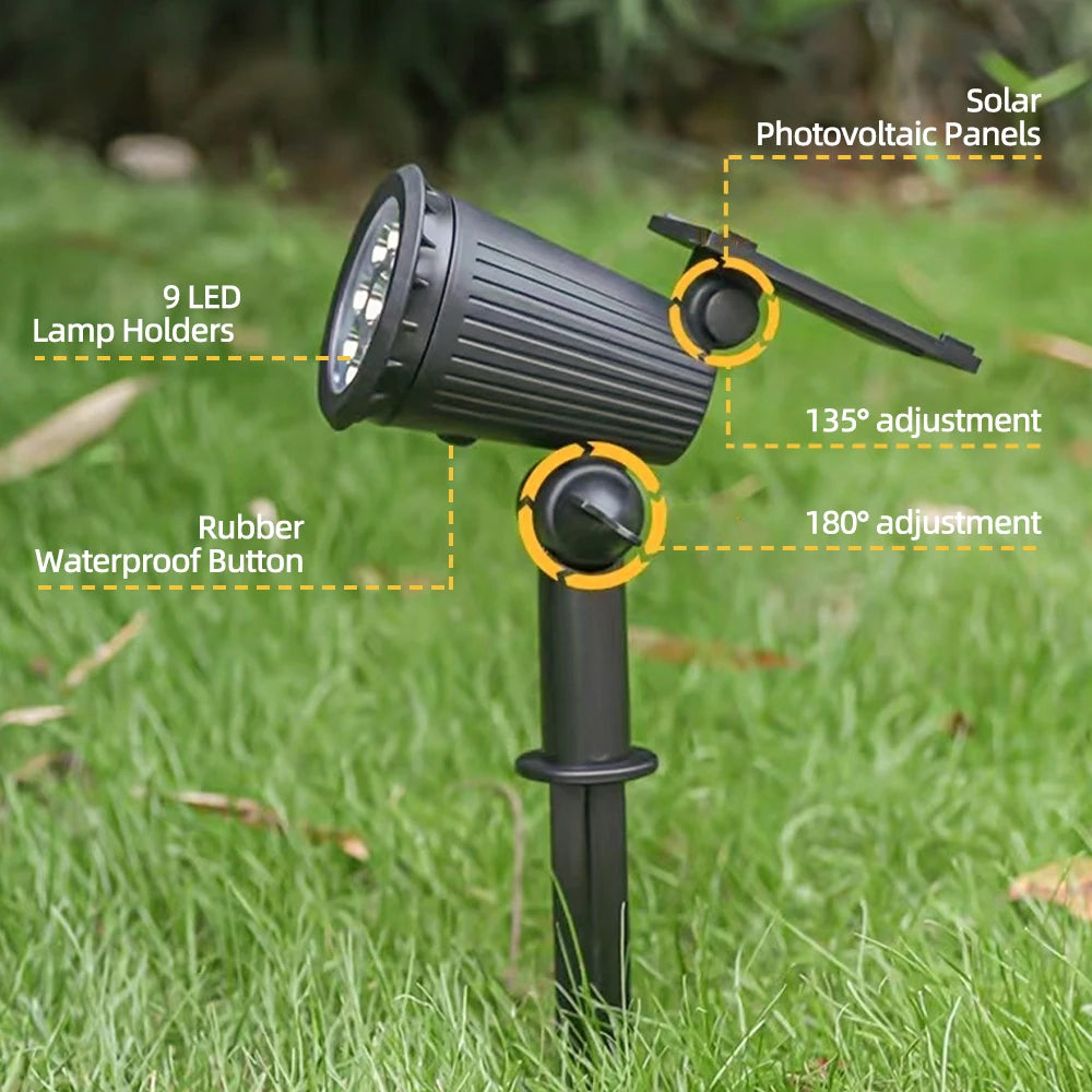9 LED Solar Spot Lights IP65 Waterproof Outdoor RGB Solar Landscape Lights Brightness Adjustable
