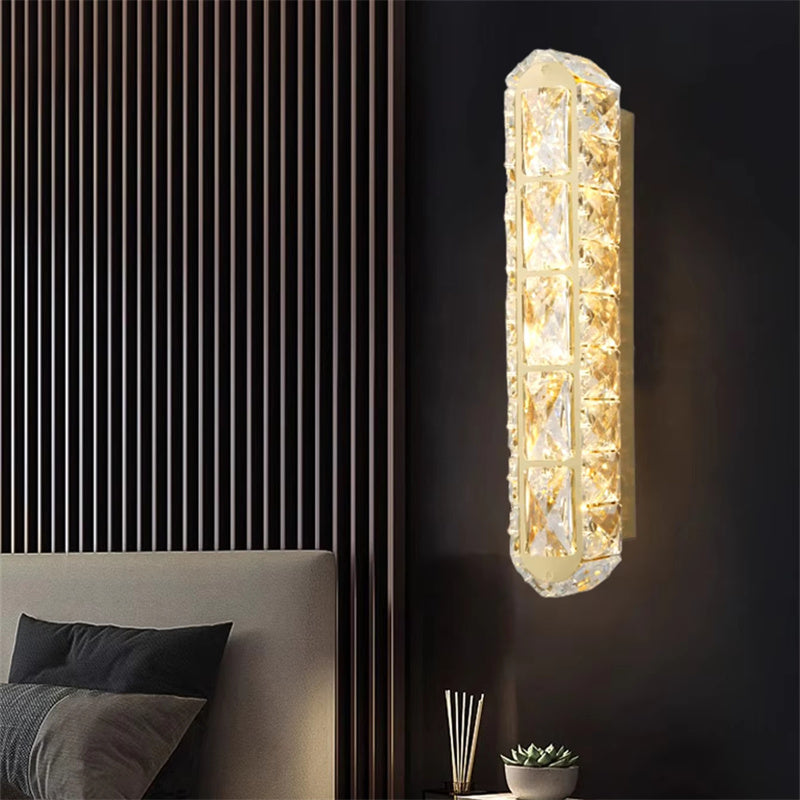 Wall Lamp Crystals Strip Interior Wall Light for Living Room Background Bedside Corridor Decoration Wall