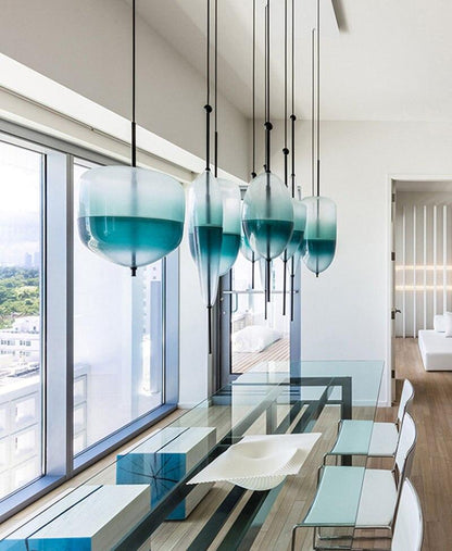 Nordic Art Venice Flow Lake Gradual Glass Chandelier Blue Chromatography Italian Design Lustre Avize Modern Salon