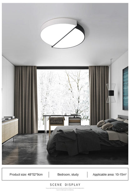 Led Round Ceiling Light Lamp Black White Combination Modern Minimalist Living Room Lamps Warm Romantic Bedroom 32cm 42cm 82cm