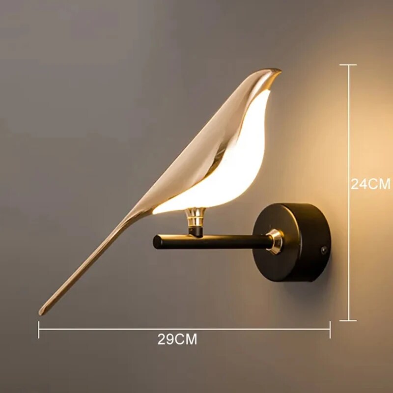 Nordic Golden Bird LED Wall Lights Parlor Bar Creative Wall Lamps Novelty Sconces Bedroom Bedside Lamp