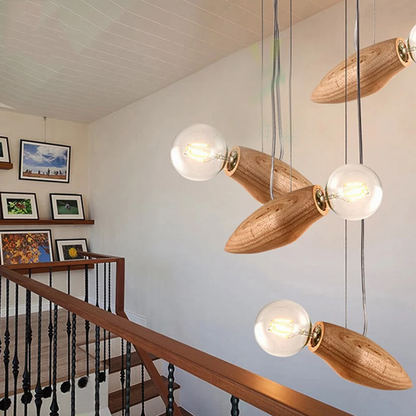 New design Modern Creative Cartoon Bee Lamp Balcony Small Wood Loft Pendant Lamp Cord Loft Hanging Light Bulb Stairs Decorated