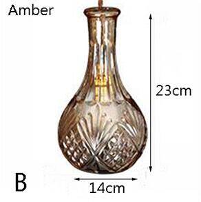 Modern Personality E27 Glass Hanging Lights Wine Bottle Engraved Pendant Lamps For Dining Room Living Room Restaurant Cafe Bar