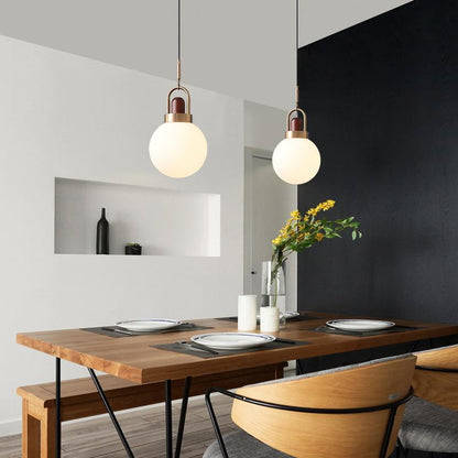 Solid Wood Chandelier Nordic Retro Minimalist Restaurant Shop Bar Bedroom Bedside Balcony Ball Glass Cover