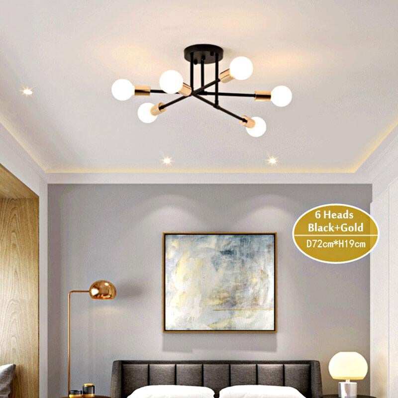 6/8 Head LED Industrial Iron Ceiling Light Living Room Lighting Nordic 220V E27 LED Lamp
