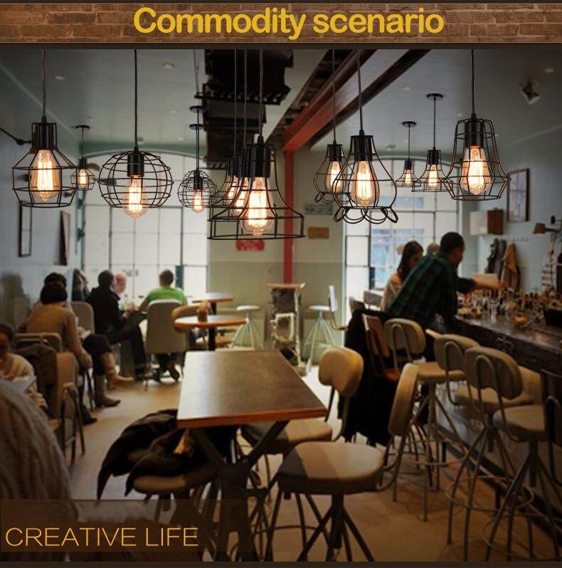 Nordic Pendant Lights Iron Minimalist Loft Cage Pyramid Pendant Lamp Modern Industrial Metal Hanging Lamp Parlor E26 E27 LED NEW