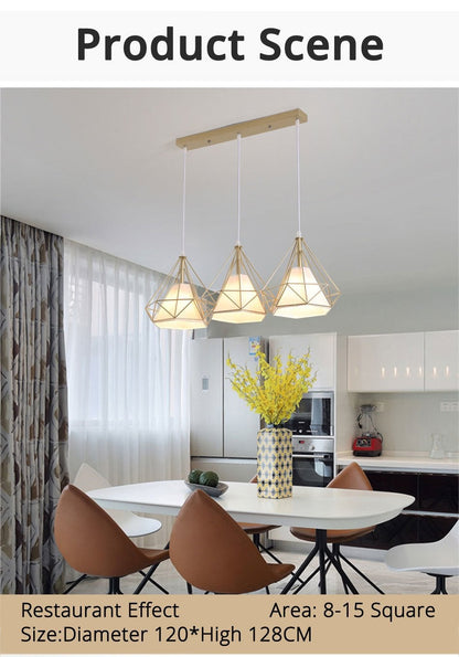 Gold Color Pendant Lights Triangle Shape Nordic Style 1head/3heads  Hanging Lamp Simple Metal Lights Fixtures Deco Abajur