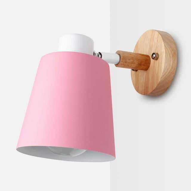 wooden wall lights bedside wall lamp wall sconce modern wall light for bedroom Nordic macaroon 6 color steering head E27