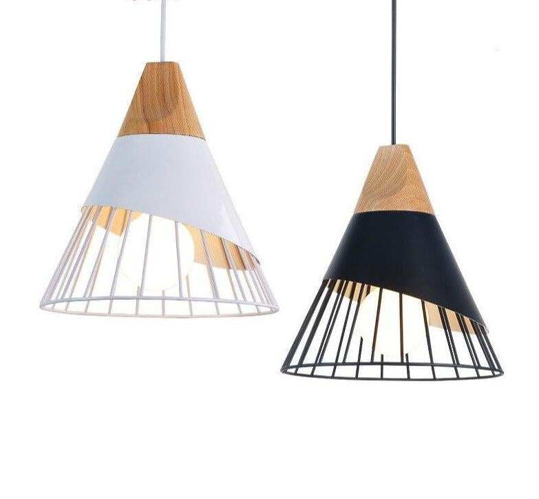 Modern Pendant Lights Iron Cover LED Vintage Pendant Lamp For Restaurant Kitchen Luminaire Suspendu Wooden Living Room Light