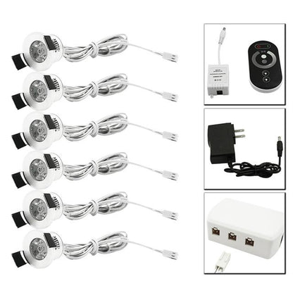 Mini LED Spot Downlights Dimmable Lamp Set Remote Controller Ceiling Recessed 1.5W 27mm Hole Silvery Cabinet Lights